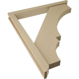 Ekena Millwork - BKTUR0352X34X40BOA06RCPR - Timberthane Faux Wood Balboa Style Bracket w/ Offset Brace, Slat Ends, 3 1/2"W x 34"D x 40"H, Primed Tan