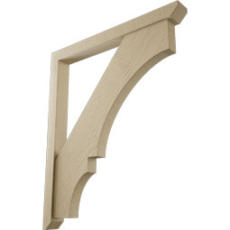 Ekena Millwork - BKTUR0352X34X40BOA06RCPR - Timberthane Faux Wood Balboa Style Bracket w/ Offset Brace, Slat Ends, 3 1/2"W x 34"D x 40"H, Primed Tan