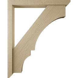 Ekena Millwork - BKTUR0352X34X42BOA06RCPR - Timberthane Faux Wood Balboa Style Bracket w/ Offset Brace, Slat Ends, 3 1/2"W x 34"D x 42"H, Primed Tan