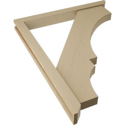 Ekena Millwork - BKTUR0352X34X42BOA06RCPR - Timberthane Faux Wood Balboa Style Bracket w/ Offset Brace, Slat Ends, 3 1/2"W x 34"D x 42"H, Primed Tan