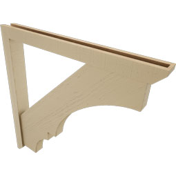 Ekena Millwork - BKTUR0352X36X36BOA06RCPR - Timberthane Faux Wood Balboa Style Bracket w/ Offset Brace, Slat Ends, 3 1/2"W x 36"D x 36"H, Primed Tan