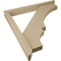 Ekena Millwork - BKTUR0352X36X36BOA06RCPR - Timberthane Faux Wood Balboa Style Bracket w/ Offset Brace, Slat Ends, 3 1/2"W x 36"D x 36"H, Primed Tan