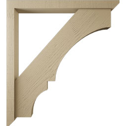 Ekena Millwork - BKTUR0352X36X40BOA06RCPR - Timberthane Faux Wood Balboa Style Bracket w/ Offset Brace, Slat Ends, 3 1/2"W x 36"D x 40"H, Primed Tan