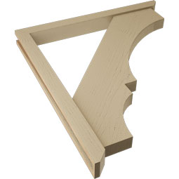 Ekena Millwork - BKTUR0352X36X40BOA06RCPR - Timberthane Faux Wood Balboa Style Bracket w/ Offset Brace, Slat Ends, 3 1/2"W x 36"D x 40"H, Primed Tan