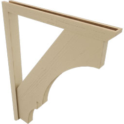 Ekena Millwork - BKTUR0352X36X48BOA06RCPR - Timberthane Faux Wood Balboa Style Bracket w/ Offset Brace, Slat Ends, 3 1/2"W x 36"D x 48"H, Primed Tan
