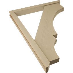 Ekena Millwork - BKTUR0352X36X48BOA06RCPR - Timberthane Faux Wood Balboa Style Bracket w/ Offset Brace, Slat Ends, 3 1/2"W x 36"D x 48"H, Primed Tan