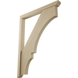 Ekena Millwork - BKTUR0352X36X48BOA06RCPR - Timberthane Faux Wood Balboa Style Bracket w/ Offset Brace, Slat Ends, 3 1/2"W x 36"D x 48"H, Primed Tan