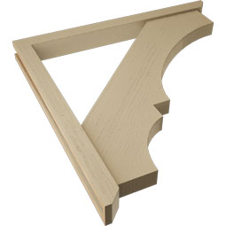 Ekena Millwork - BKTUR0352X38X38BOA06RCPR - Timberthane Faux Wood Balboa Style Bracket w/ Offset Brace, Slat Ends, 3 1/2"W x 38"D x 38"H, Primed Tan