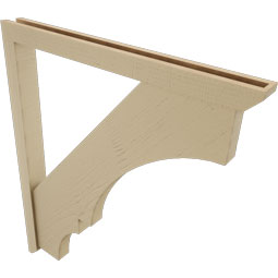 Ekena Millwork - BKTUR0352X38X44BOA06RCPR - Timberthane Faux Wood Balboa Style Bracket w/ Offset Brace, Slat Ends, 3 1/2"W x 38"D x 44"H, Primed Tan