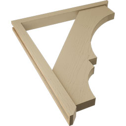 Ekena Millwork - BKTUR0352X38X44BOA06RCPR - Timberthane Faux Wood Balboa Style Bracket w/ Offset Brace, Slat Ends, 3 1/2"W x 38"D x 44"H, Primed Tan