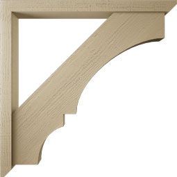 Ekena Millwork - BKTUR0352X40X40BOA06RCPR - Timberthane Faux Wood Balboa Style Bracket w/ Offset Brace, Slat Ends, 3 1/2"W x 40"D x 40"H, Primed Tan