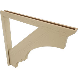 Ekena Millwork - BKTUR0352X40X40BOA06RCPR - Timberthane Faux Wood Balboa Style Bracket w/ Offset Brace, Slat Ends, 3 1/2"W x 40"D x 40"H, Primed Tan