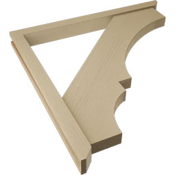 Ekena Millwork - BKTUR0352X40X40BOA06RCPR - Timberthane Faux Wood Balboa Style Bracket w/ Offset Brace, Slat Ends, 3 1/2"W x 40"D x 40"H, Primed Tan