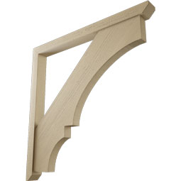 Ekena Millwork - BKTUR0352X40X40BOA06RCPR - Timberthane Faux Wood Balboa Style Bracket w/ Offset Brace, Slat Ends, 3 1/2"W x 40"D x 40"H, Primed Tan