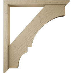 Ekena Millwork - BKTUR0352X40X44BOA06RCPR - Timberthane Faux Wood Balboa Style Bracket w/ Offset Brace, Slat Ends, 3 1/2"W x 40"D x 44"H, Primed Tan