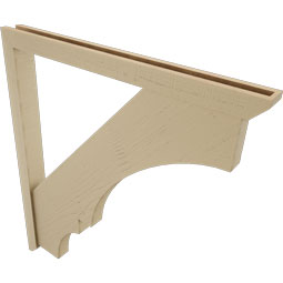 Ekena Millwork - BKTUR0352X40X44BOA06RCPR - Timberthane Faux Wood Balboa Style Bracket w/ Offset Brace, Slat Ends, 3 1/2"W x 40"D x 44"H, Primed Tan