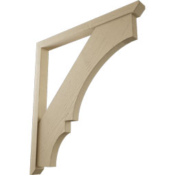 Ekena Millwork - BKTUR0352X40X44BOA06RCPR - Timberthane Faux Wood Balboa Style Bracket w/ Offset Brace, Slat Ends, 3 1/2"W x 40"D x 44"H, Primed Tan