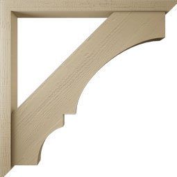 Ekena Millwork - BKTUR0352X42X42BOA06RCPR - Timberthane Faux Wood Balboa Style Bracket w/ Offset Brace, Slat Ends, 3 1/2"W x 42"D x 42"H, Primed Tan