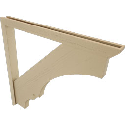Ekena Millwork - BKTUR0352X42X42BOA06RCPR - Timberthane Faux Wood Balboa Style Bracket w/ Offset Brace, Slat Ends, 3 1/2"W x 42"D x 42"H, Primed Tan
