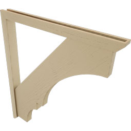 Ekena Millwork - BKTUR0352X42X48BOA06RCPR - Timberthane Faux Wood Balboa Style Bracket w/ Offset Brace, Slat Ends, 3 1/2"W x 42"D x 48"H, Primed Tan