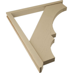 Ekena Millwork - BKTUR0352X42X48BOA06RCPR - Timberthane Faux Wood Balboa Style Bracket w/ Offset Brace, Slat Ends, 3 1/2"W x 42"D x 48"H, Primed Tan
