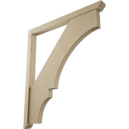 Ekena Millwork - BKTUR0352X42X48BOA06RCPR - Timberthane Faux Wood Balboa Style Bracket w/ Offset Brace, Slat Ends, 3 1/2"W x 42"D x 48"H, Primed Tan