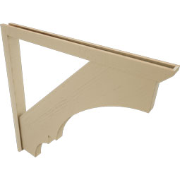 Ekena Millwork - BKTUR0352X46X46BOA06RCPR - Timberthane Faux Wood Balboa Style Bracket w/ Offset Brace, Slat Ends, 3 1/2"W x 46"D x 46"H, Primed Tan