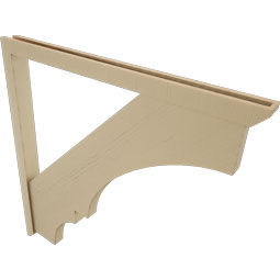 Ekena Millwork - BKTUR0352X48X48BOA06RCPR - Timberthane Faux Wood Balboa Style Bracket w/ Offset Brace, Slat Ends, 3 1/2"W x 48"D x 48"H, Primed Tan