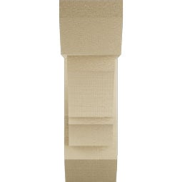 Ekena Millwork - BKTUR0554X14X18BOA06RCPR - Timberthane Faux Wood Balboa Style Bracket w/ Offset Brace, Slat Ends, 5 1/2"W x 14"D x 18"H, Primed Tan