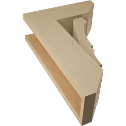 Ekena Millwork - BKTUR0554X14X22BOA06RCPR - Timberthane Faux Wood Balboa Style Bracket w/ Offset Brace, Slat Ends, 5 1/2"W x 14"D x 22"H, Primed Tan