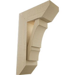 Ekena Millwork - BKTUR0554X14X22BOA06RCPR - Timberthane Faux Wood Balboa Style Bracket w/ Offset Brace, Slat Ends, 5 1/2"W x 14"D x 22"H, Primed Tan