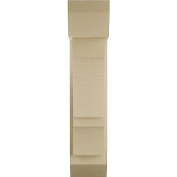 Ekena Millwork - BKTUR0554X14X26BOA06RCPR - Timberthane Faux Wood Balboa Style Bracket w/ Offset Brace, Slat Ends, 5 1/2"W x 14"D x 26"H, Primed Tan