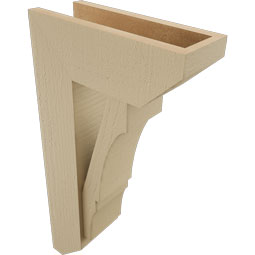 Ekena Millwork - BKTUR0554X14X26BOA06RCPR - Timberthane Faux Wood Balboa Style Bracket w/ Offset Brace, Slat Ends, 5 1/2"W x 14"D x 26"H, Primed Tan