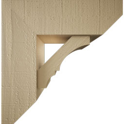 Ekena Millwork - BKTUR0554X16X16BOA06RCPR - Timberthane Faux Wood Balboa Style Bracket w/ Offset Brace, Slat Ends, 5 1/2"W x 16"D x 16"H, Primed Tan