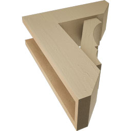 Ekena Millwork - BKTUR0554X16X20BOA06RCPR - Timberthane Faux Wood Balboa Style Bracket w/ Offset Brace, Slat Ends, 5 1/2"W x 16"D x 20"H, Primed Tan