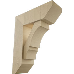 Ekena Millwork - BKTUR0554X16X20BOA06RCPR - Timberthane Faux Wood Balboa Style Bracket w/ Offset Brace, Slat Ends, 5 1/2"W x 16"D x 20"H, Primed Tan