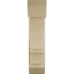 Ekena Millwork - BKTUR0554X16X24BOA06RCPR - Timberthane Faux Wood Balboa Style Bracket w/ Offset Brace, Slat Ends, 5 1/2"W x 16"D x 24"H, Primed Tan