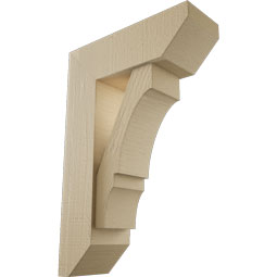 Ekena Millwork - BKTUR0554X16X24BOA06RCPR - Timberthane Faux Wood Balboa Style Bracket w/ Offset Brace, Slat Ends, 5 1/2"W x 16"D x 24"H, Primed Tan
