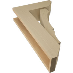 Ekena Millwork - BKTUR0554X16X28BOA06RCPR - Timberthane Faux Wood Balboa Style Bracket w/ Offset Brace, Slat Ends, 5 1/2"W x 16"D x 28"H, Primed Tan