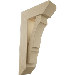 Ekena Millwork - BKTUR0554X16X28BOA06RCPR - Timberthane Faux Wood Balboa Style Bracket w/ Offset Brace, Slat Ends, 5 1/2"W x 16"D x 28"H, Primed Tan