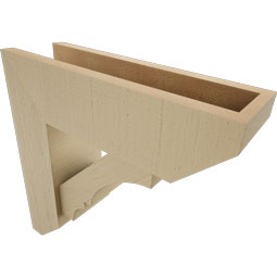 Ekena Millwork - BKTUR0554X18X18BOA06RCPR - Timberthane Faux Wood Balboa Style Bracket w/ Offset Brace, Slat Ends, 5 1/2"W x 18"D x 18"H, Primed Tan