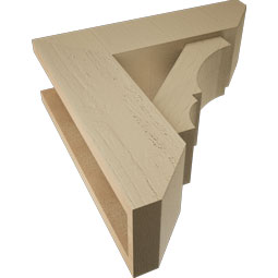Ekena Millwork - BKTUR0554X18X18BOA06RCPR - Timberthane Faux Wood Balboa Style Bracket w/ Offset Brace, Slat Ends, 5 1/2"W x 18"D x 18"H, Primed Tan