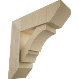 Ekena Millwork - BKTUR0554X18X18BOA06RCPR - Timberthane Faux Wood Balboa Style Bracket w/ Offset Brace, Slat Ends, 5 1/2"W x 18"D x 18"H, Primed Tan