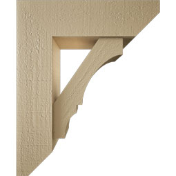 Ekena Millwork - BKTUR0554X18X22BOA06RCPR - Timberthane Faux Wood Balboa Style Bracket w/ Offset Brace, Slat Ends, 5 1/2"W x 18"D x 22"H, Primed Tan