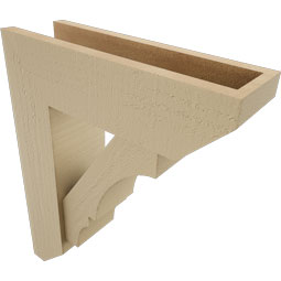 Ekena Millwork - BKTUR0554X18X22BOA06RCPR - Timberthane Faux Wood Balboa Style Bracket w/ Offset Brace, Slat Ends, 5 1/2"W x 18"D x 22"H, Primed Tan