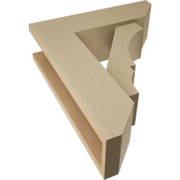 Ekena Millwork - BKTUR0554X18X22BOA06RCPR - Timberthane Faux Wood Balboa Style Bracket w/ Offset Brace, Slat Ends, 5 1/2"W x 18"D x 22"H, Primed Tan