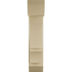 Ekena Millwork - BKTUR0554X18X26BOA06RCPR - Timberthane Faux Wood Balboa Style Bracket w/ Offset Brace, Slat Ends, 5 1/2"W x 18"D x 26"H, Primed Tan