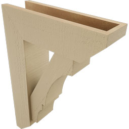 Ekena Millwork - BKTUR0554X18X26BOA06RCPR - Timberthane Faux Wood Balboa Style Bracket w/ Offset Brace, Slat Ends, 5 1/2"W x 18"D x 26"H, Primed Tan