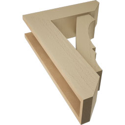 Ekena Millwork - BKTUR0554X18X26BOA06RCPR - Timberthane Faux Wood Balboa Style Bracket w/ Offset Brace, Slat Ends, 5 1/2"W x 18"D x 26"H, Primed Tan