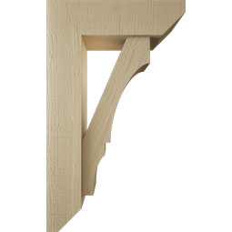 Ekena Millwork - BKTUR0554X18X30BOA06RCPR - Timberthane Faux Wood Balboa Style Bracket w/ Offset Brace, Slat Ends, 5 1/2"W x 18"D x 30"H, Primed Tan